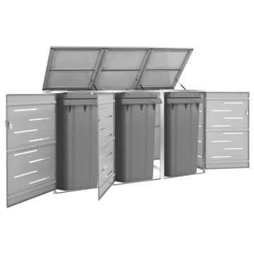 Magazie pentru trei pubele, 207x77,5x112,5 cm, oțel inoxidabil - Img 1