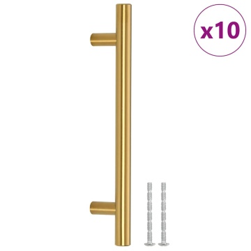 Mânere de dulap, 10 buc., auriu, 128 mm, oțel inoxidabil - Img 2