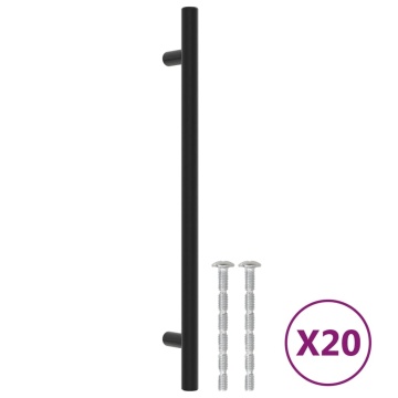 Mânere de dulap, 20 buc., negru, 192 mm, oțel inoxidabil - Img 2