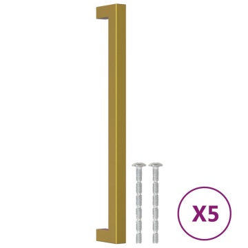 Mânere de dulap, 5 buc., auriu, 224 mm, oțel inoxidabil - Img 2