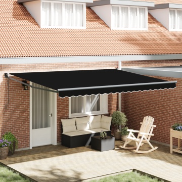 Marchiză automată retractabilă Neagră 450x300 cm, Țesătură de înlocuire pentru marchiză 4.5x3 m Cadru Negru - Img 1