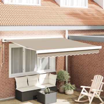 Marchiză manuală retractabilă Bej 300x250 cm, Țesătură de schimb pentru marchiză pentru cadru de 3x2.5 m Bej - Img 1