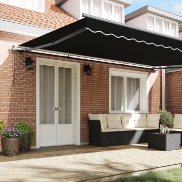 Marchiză manuală retractabilă Neagră 500x300 cm, Material de înlocuire pentru marchiză 5x3 m Negru - Img 3