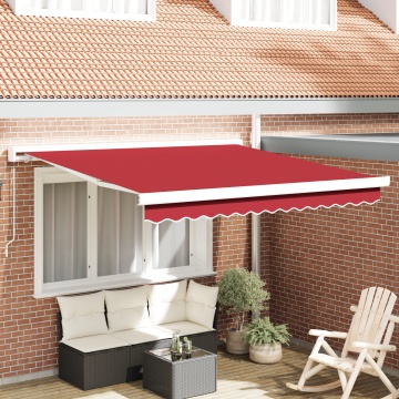 Marchiză manuală retractabilă roșie 350x250 cm, țesătură de înlocuire pentru marchiză 3,5x2,5 m cadru roșu - Img 1