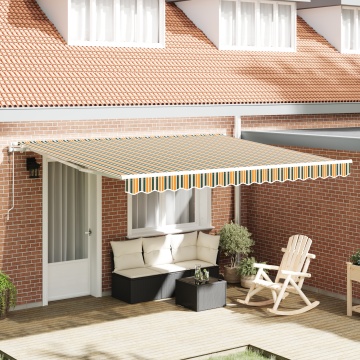 Marchiză retractabilă automată verde și galbenă 400x300 cm, țesătură de înlocuire pentru marchiză pentru cadru de 4x3 m verde și galben - Img 1