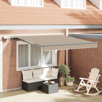 Marchiză retractabilă manuală cu LED Bej 300x250 cm, Material de înlocuire pentru marchiză 3x2.5 m Bej - Img 1
