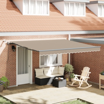 Marquise Retractabilă Automată cu LED Bej 400x300 cm, Material pentru înlocuirea marquises-ului pentru cadru de 4x3 m Bej - Img 1