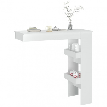 Masă bar de perete alb extralucios 102x45x103,5cm lemn compozit - Img 6