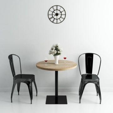 Masă bistro, MDF și oțel, rotundă, 80x75 cm, culoare stejar - Img 1