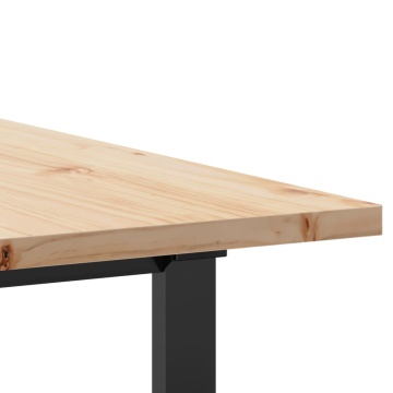 Masă bucătărie, cadru O, 200x100x75,5cm lemn masiv pin și fontă - Img 6