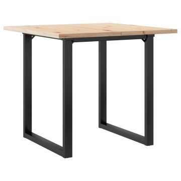 Masă bucătărie, cadru O, 80x80x75,5 cm lemn masiv pin și fontă - Img 2
