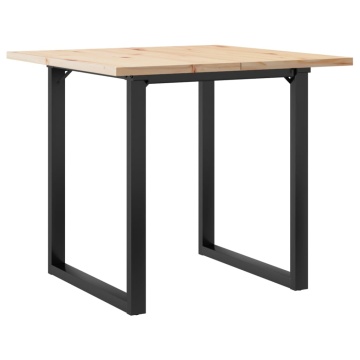 Masă bucătărie, cadru O, 80x80x75,5 cm lemn masiv pin și fontă - Img 5