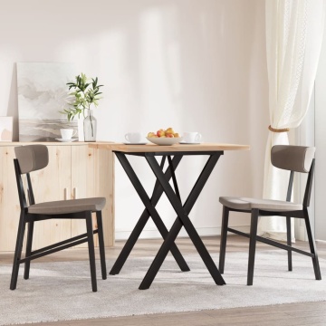 Masă bucătărie, cadru X, 70x70x75,5 cm lemn masiv pin și fontă - Img 3