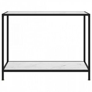 Masă consolă, alb, 100 x 35 x 75 cm, sticlă securizată - Img 2