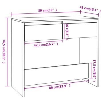 Masă consolă, alb, 89x41x76,5 cm, lemn prelucrat - Img 7
