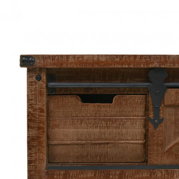 Masă consolă din lemn masiv de brad, maro, 131x35,5x75 cm - Img 7