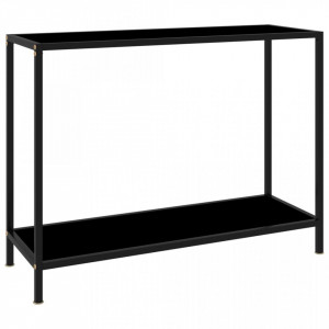 Masă consolă, negru, 100 x 35 x 75 cm, sticlă securizată - Img 1