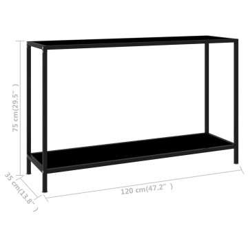 Masă consolă, negru, 120 x 35 x 75 cm, sticlă securizată - Img 4