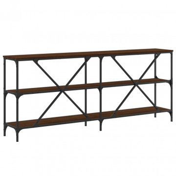 Masă consolă stejar maro 180x30x75 cm lemn prelucrat și fier - Img 5