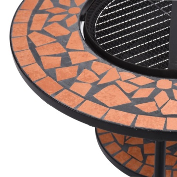 Masă cu vatră de foc, mozaic, cărămiziu, 68 cm, ceramică - Img 10