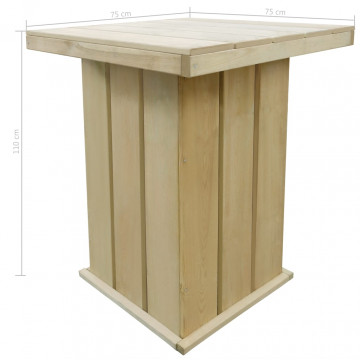 Masă de bar, 75 x 75 x 110 cm, lemn de pin tratat - Img 2