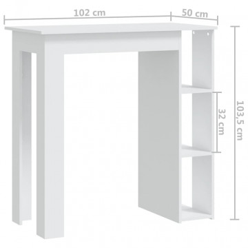 Masă de bar cu raft, alb, 102x50x103,5 cm, PAL - Img 6