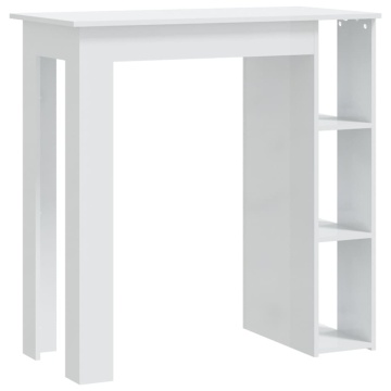 Masă de bar cu raft, alb extralucios, 102x50x103,5 cm, PAL - Img 2