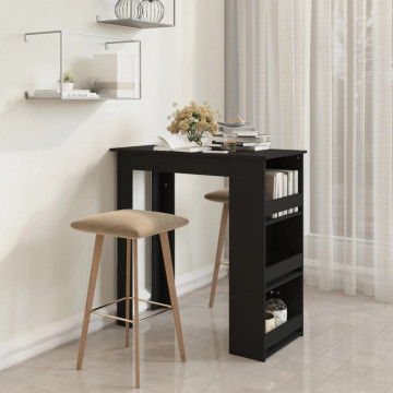Masă de bar cu raft de depozitare, negru, 102x50x103,5 cm, PAL - Img 1