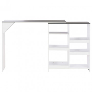 Masă de bar cu raft mobil, alb, 138x39x110 cm - Img 3
