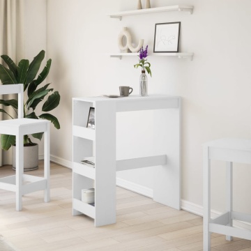 Masă de bar cu rafturi, alb, 90x40x103,5 cm, lemn prelucrat - Img 3