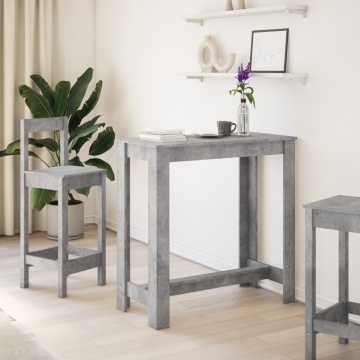 Masă de bar, gri beton, 102x50x103,5 cm, lemn prelucrat - Img 3