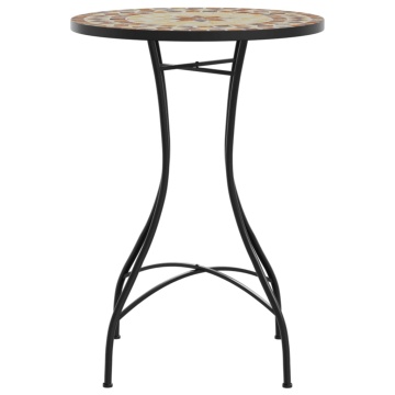 Masă de bistro mozaic, cărămiziu și alb, Ø50x70 cm, ceramică - Img 8