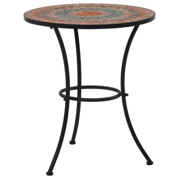 Masă de bistro mozaic, portocaliu/gri, 60 cm, ceramică - Img 1