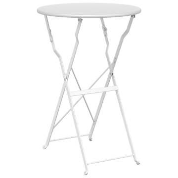 Masă de Bistro Pliabilă Alb Ø50x71 cm Oțel Vopsit - Img 2