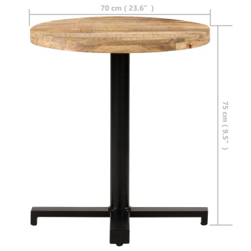 Masă de bistro rotundă, Ø70 x 75 cm, lemn de mango brut - Img 5