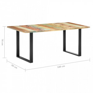 Masă de bucătărie, 180 x 90 x 76 cm, lemn masiv reciclat - Img 6