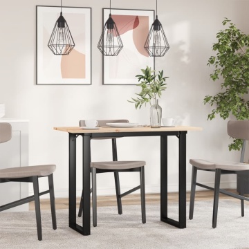 Masă de bucătărie, cadru O, 100x50x75cm lemn masiv pin și fontă - Img 3