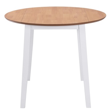 Masă de bucătărie extensibilă, rotund, MDF, alb - Img 2
