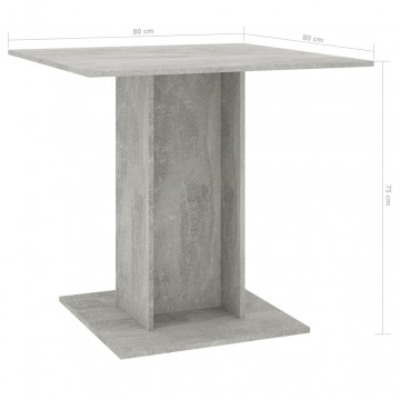 Masă de bucătărie, gri beton, 80x80x75 cm, PAL - Img 5