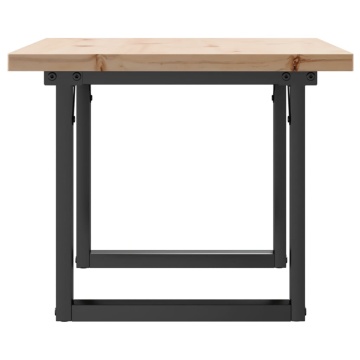 Masă de cafea, cadru O, 80x50x40,5 cm, lemn masiv pin și fontă - Img 8