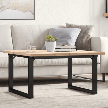 Masă de cafea, cadru O, 80x80x45,5 cm, lemn masiv pin și fontă - Img 1