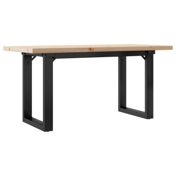 Masă de cafea, cadru O, 90x40x45,5 cm, lemn masiv pin și fontă - Img 5