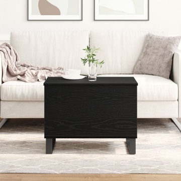 Masă de cafea cu capac rabatabil Negru Stejar 60x44,5x45 cm Lemn prelucrat - Img 1