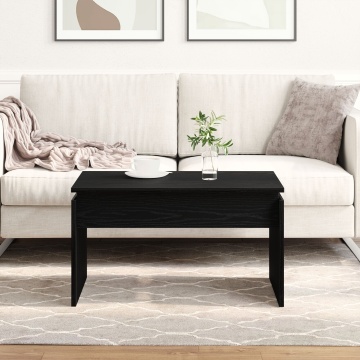 Masă de cafea Negru Stejar 68x38x50 cm Lemn Compus - Img 1
