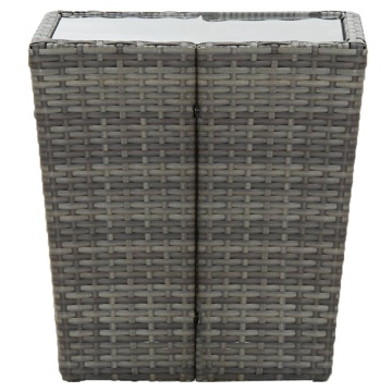Masă de ceai gri 41,5x41,5x43 cm poliratan sticlă securizată - Img 3