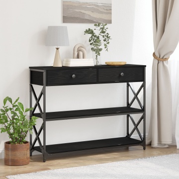 Masa de consiliu Negru Stejar 100x28x75 cm Lemn prelucrat și Oțel - Img 1