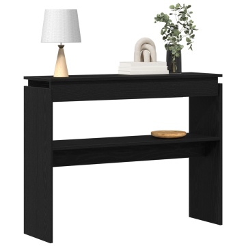 Masă de consolă Negru Stejar 80x30x102 cm Lemn - Img 3