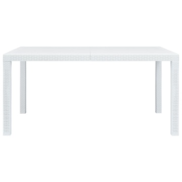 Masă de grădină, alb, 150 x 90 x 72 cm, plastic, aspect ratan - Img 2