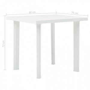 Masă de grădină, alb, 80 x 75 x 72 cm, plastic - Img 5