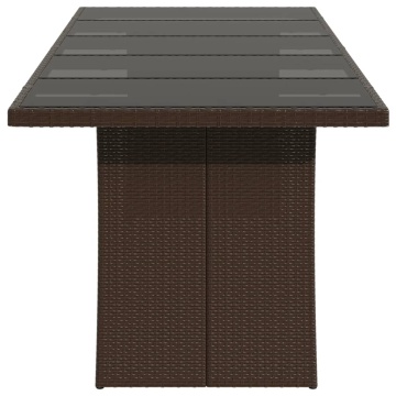 Masă de grădină cu blat din sticlă maro 240x90x75 cm poliratan - Img 7